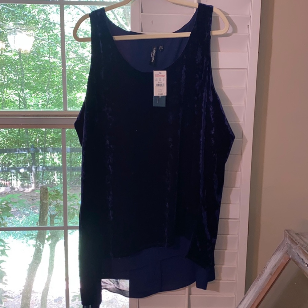Zoe + Phoebe Blue Velvet Tank SIZE 2X
